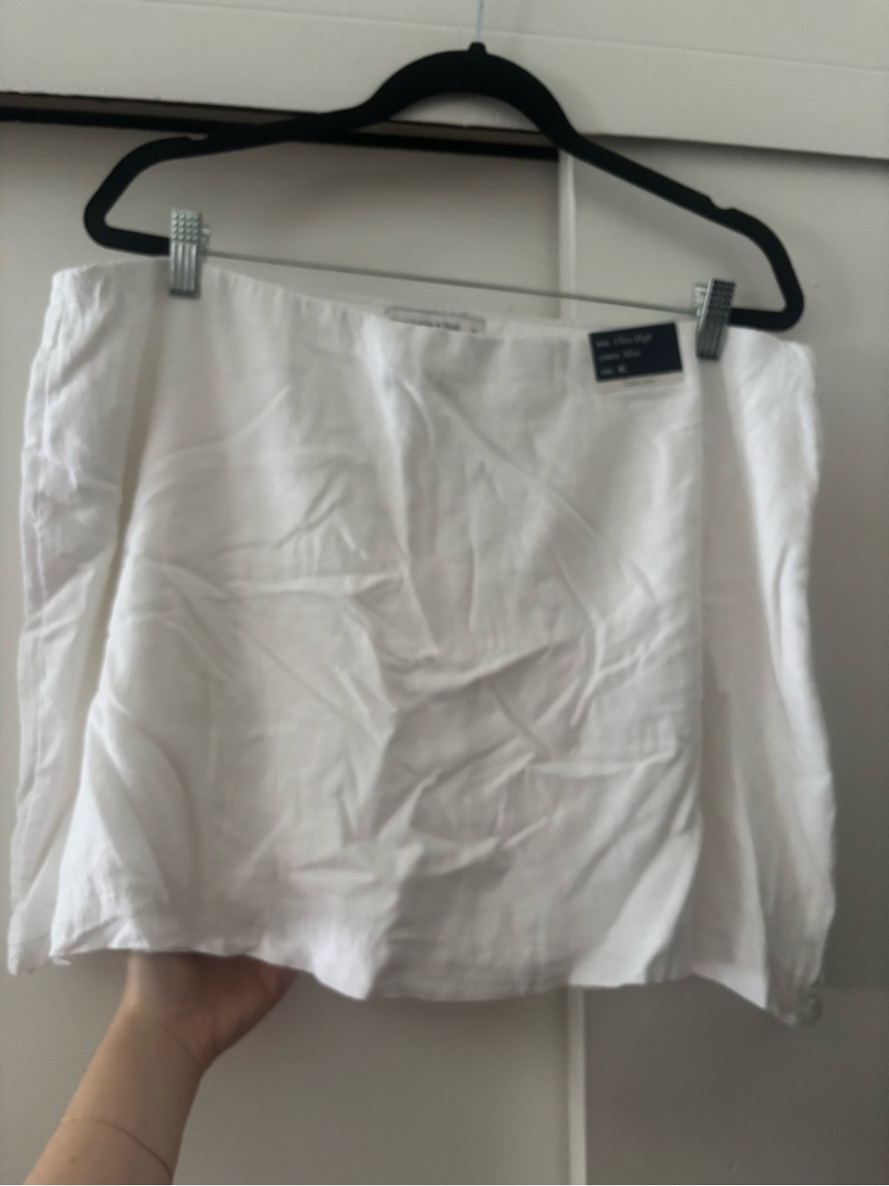 Abercrombie & Fitch White Mini Linen-Blend Skirt